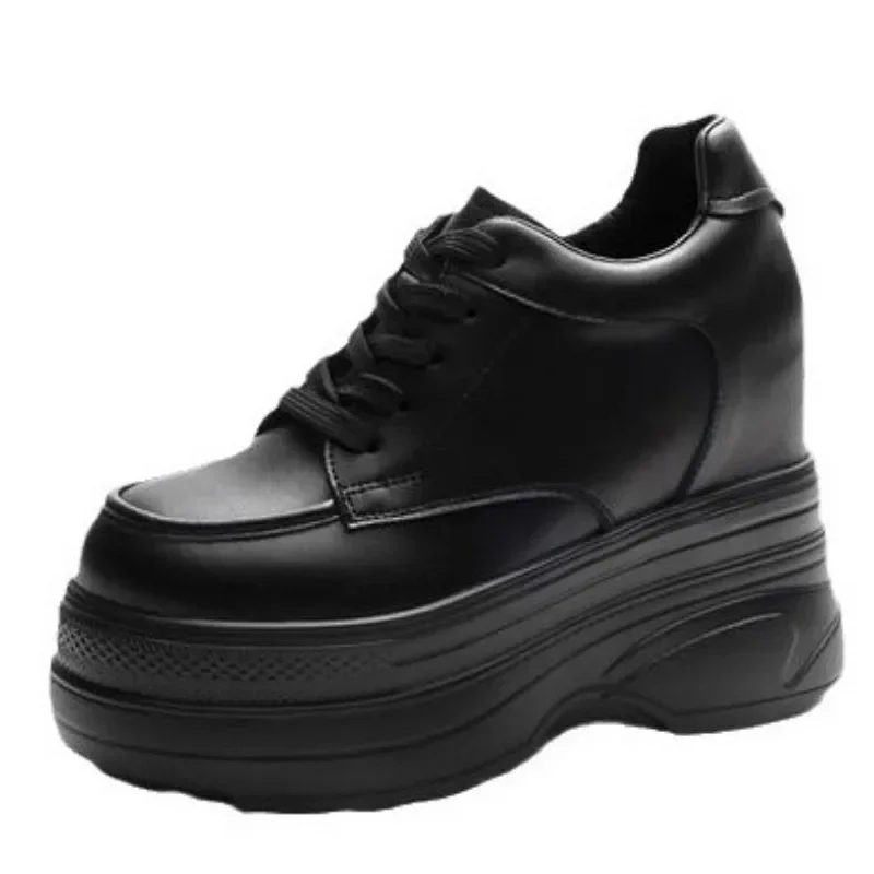 Wedge Heeled Sneaker - New Women Sneakers Genuine Leather Casual