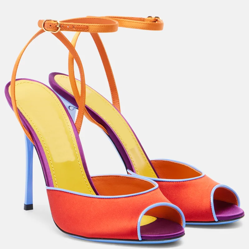 Satin Mixed Colors Peep Toe Sa - đánh giá và giá Women'S Shoes Veja