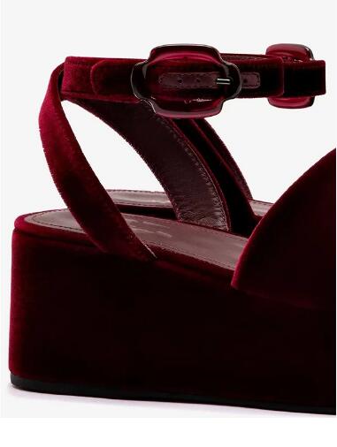 Burgundy Velvet Round Open Toe - đánh giá và giá Wedge Heeled Sneaker