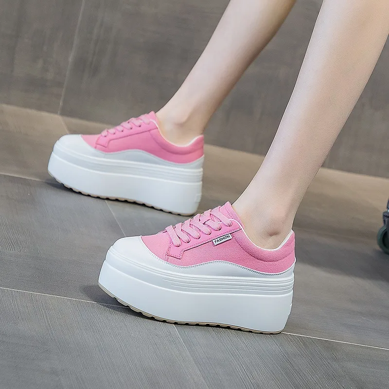 8cm New Canvas Genuine Leather - đánh giá và giá Wedge Heeled Sneaker