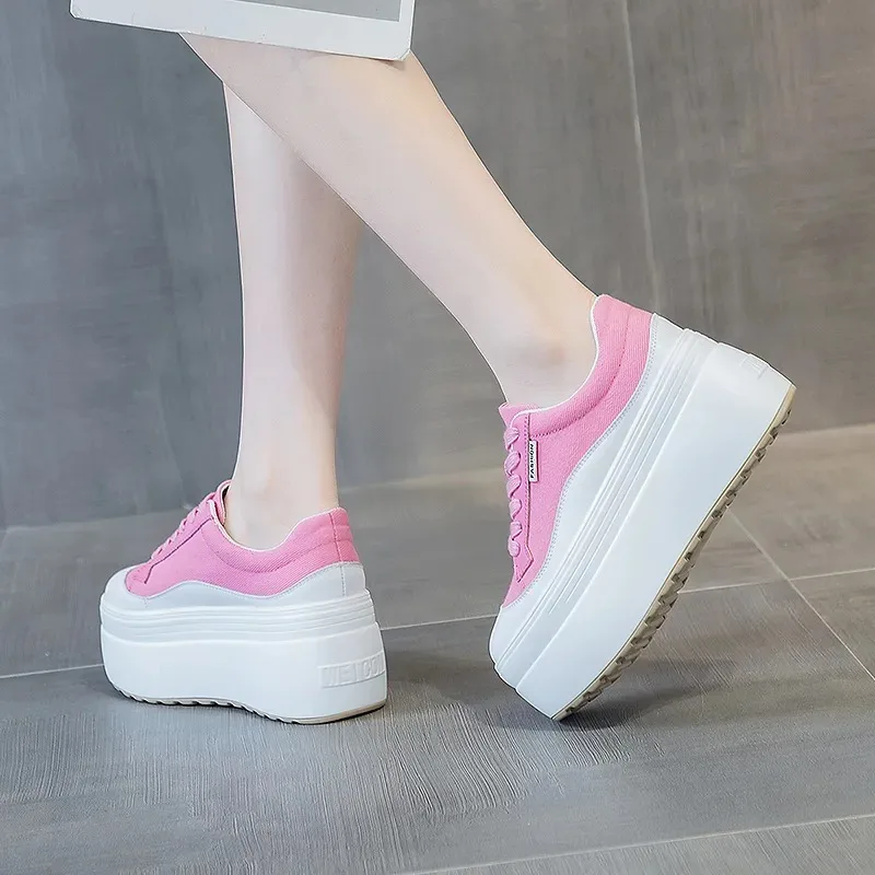 8cm New Canvas Genuine Leather - đánh giá và giá Wedge Heeled Sneaker