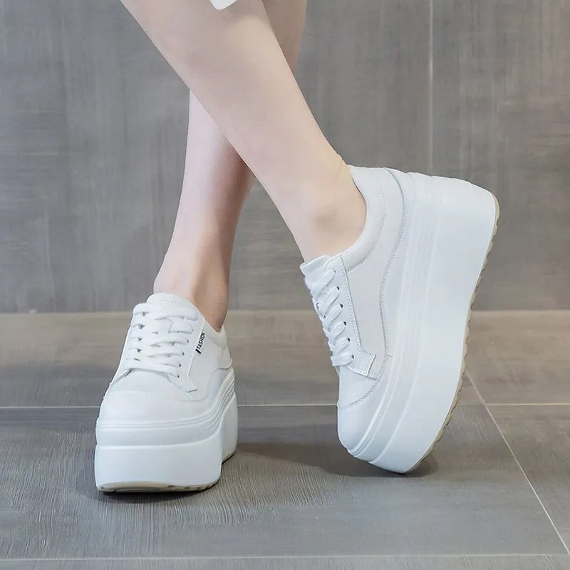 8cm New Canvas Genuine Leather - đánh giá và giá Wedge Heeled Sneaker